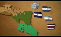 Gráfico que muestra un mapa de centroamerica y las banderas de los países