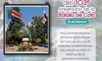 Hoy conmemoramos 103 años de la batalla de Coto, en la cual 32  soldados costarricenses expusieron su vida en defensa de la soberanía nacional