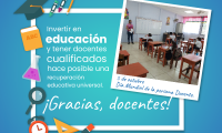 Foto de una maestra con docentes. 